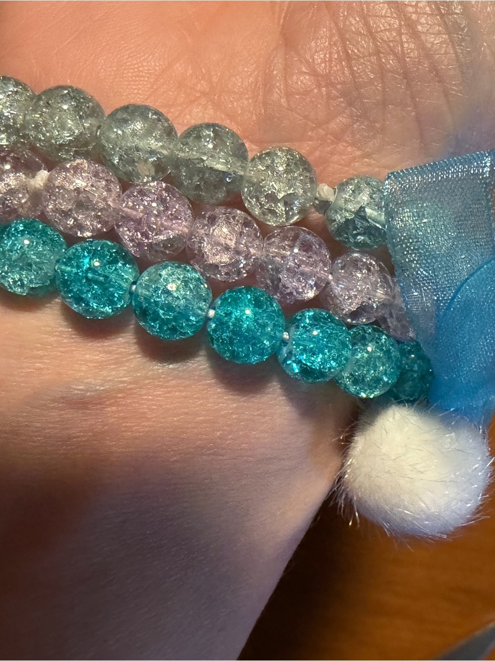Sparkle Bead Bracelet Set - Turquoise, Lavender, Silver, Handmade.